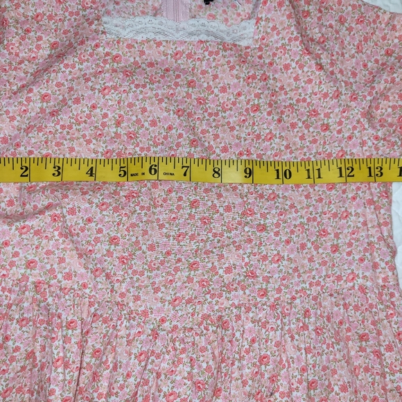 3/$25 Scarlet Darkness Girls Dress Pink Floral Prairie Lace Cottagerore 8-9Y - Picture 9 of 11